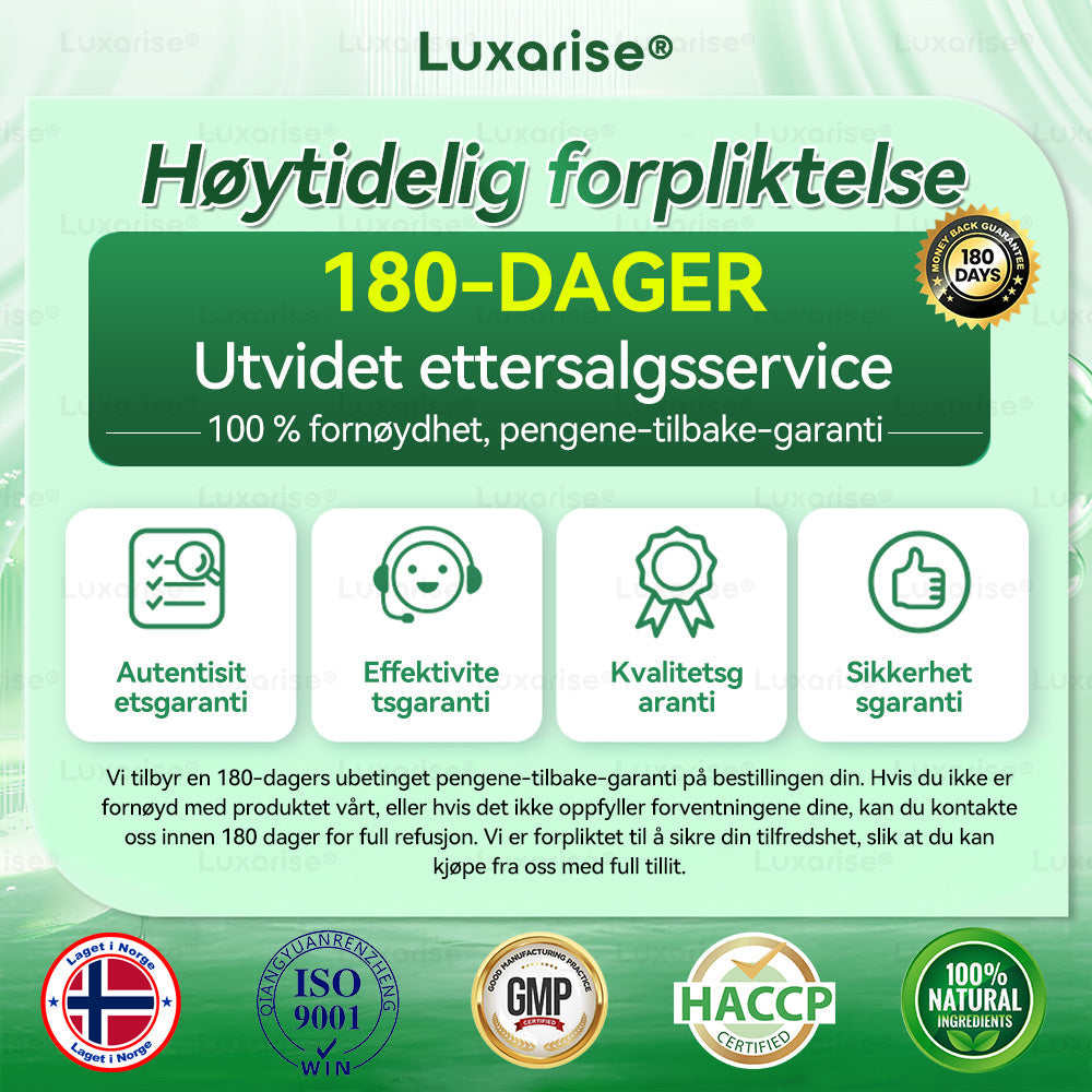 Kun 10 esker igjen! Få ekstra 30 % rabatt. 𝑳𝒖𝒙𝒂𝒓𝒊𝒔𝒆® er legetestet – 4–7 esker er nok for å støtte en sunn kropp og varige resultater. Når det er utsolgt, må du vente til neste år!