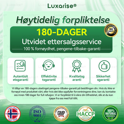 Kun 10 esker igjen! Få ekstra 30 % rabatt. 𝑳𝒖𝒙𝒂𝒓𝒊𝒔𝒆® er legetestet – 4–7 esker er nok for å støtte en sunn kropp og varige resultater. Når det er utsolgt, må du vente til neste år!