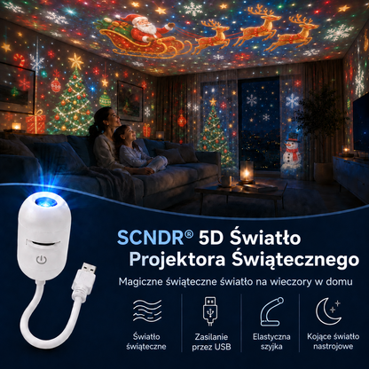 𝑺𝑪𝑵𝑫𝑹®🚢🎃 𝟓𝑫 Świąteczna Holograficzna Lampa Projektorowa | Świąteczna Edycja Ultra HD Inteligentnej Dynamicznej Wizji