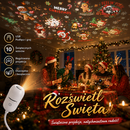 𝑺𝑪𝑵𝑫𝑹®🌈☘️☘️ 𝟓𝑫 Świąteczna Holograficzna Lampa Projektorowa | Świąteczna Edycja Ultra HD Inteligentnej Dynamicznej Wizji