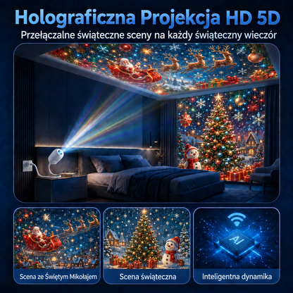 𝑺𝑪𝑵𝑫𝑹®🚢🎃 𝟓𝑫 Świąteczna Holograficzna Lampa Projektorowa | Świąteczna Edycja Ultra HD Inteligentnej Dynamicznej Wizji