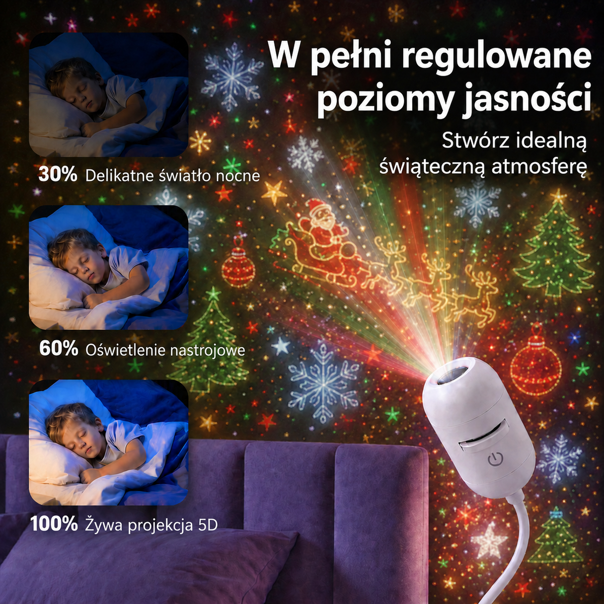 𝑺𝑪𝑵𝑫𝑹®🚢🎃 𝟓𝑫 Świąteczna Holograficzna Lampa Projektorowa | Świąteczna Edycja Ultra HD Inteligentnej Dynamicznej Wizji